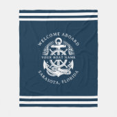 Your Name of Boat Ancient Anchor フリースブランケット (正面)