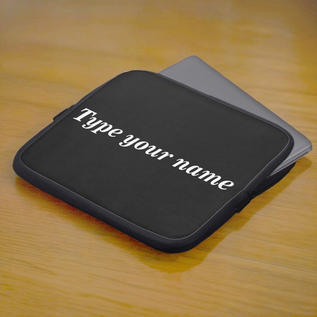Your Name on Black Laptop Sleeve ラップトップスリーブ (Black laptop sleeve with your name)