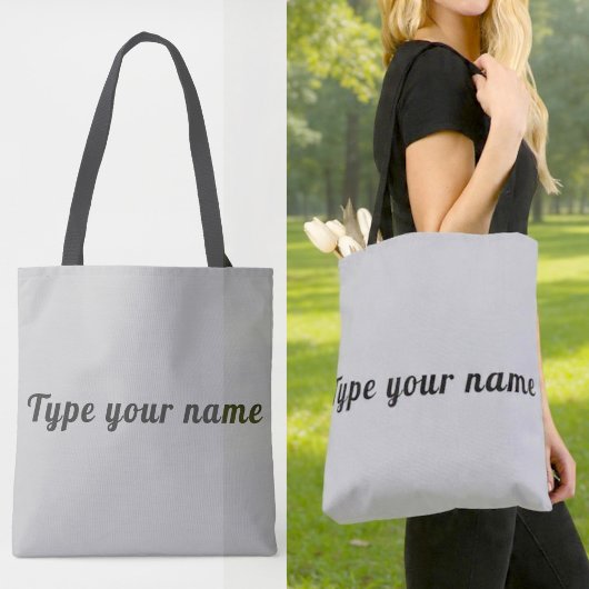 Your Name on Gray Tote Bag トートバッグ
