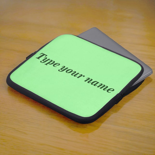 Your Name on Light Green Laptop Sleeve ラップトップスリーブ (Light green laptop sleeve with your name)