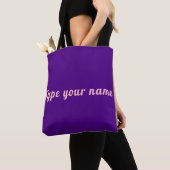 Your Name on Purple Tote Bag トートバッグ (クローズアップ)