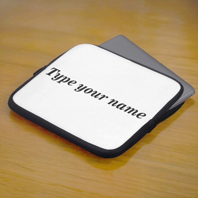 Your Name on White Laptop Sleeve ラップトップスリーブ (White laptop sleeve with your name)