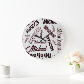 Your name pattern monogram rose colour shadow ラージ壁時計 (ホーム)