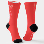 YOUR NAME Personalized Sustainable Red Crew Socks ソックス (傾斜あり)