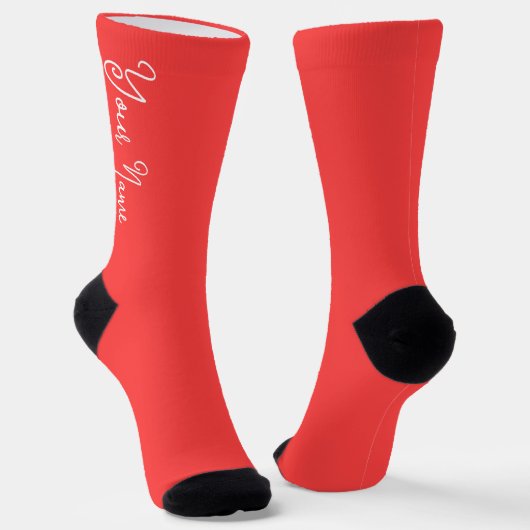 YOUR NAME Personalized Sustainable Red Crew Socks ソックス (傾斜あり)