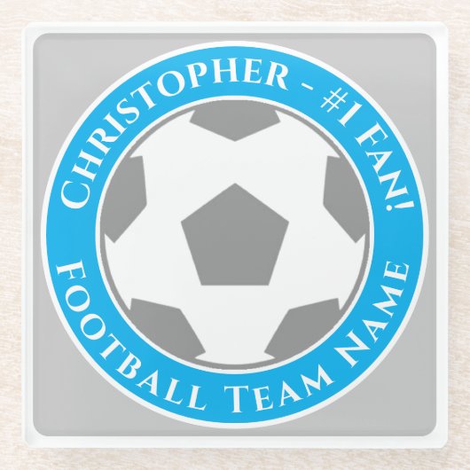 Your Name plus Football Team Name ガラスコースター (正面)