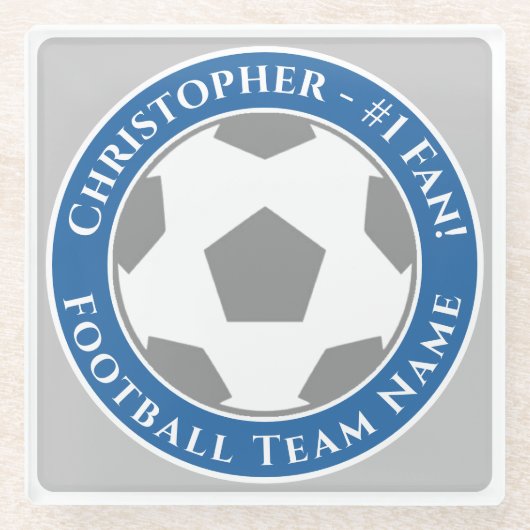 Your Name plus Football Team Name ガラスコースター (正面)