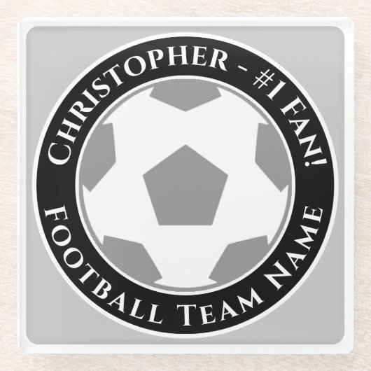 Your Name plus Football Team Name ガラスコースター (正面)
