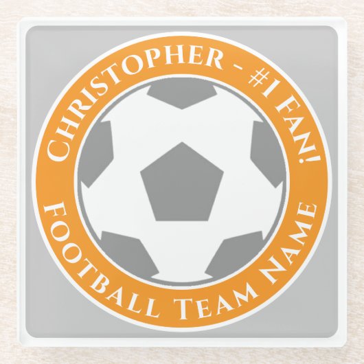 Your Name plus Football Team Name ガラスコースター (正面)