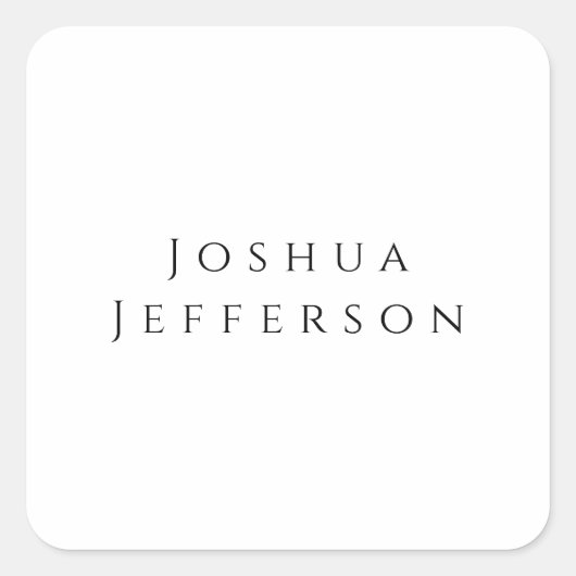 Your Name Professional Creative Plain Black White スクエアシール (正面)