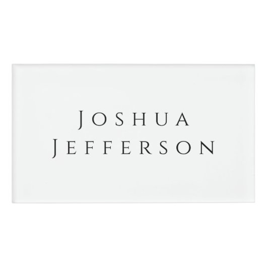 Your Name Professional Creative Plain Black White 名札 (正面)