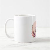 YOUR NAME/TEXT/ Pink Floral Monogram コーヒーマグカップ (左)