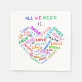 Your Napkins with Love文字数々の言語 スタンダードカクテルナプキン (正面)