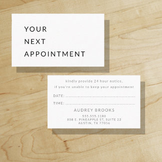 Your Next Appointment | ブラック&グレー | ミニマル 予約カード