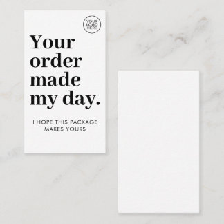 Your Order Made My Day | Cute Business Thank You 名刺