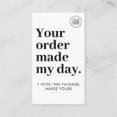 Your Order Made My Day | Cute Business Thank You 名刺 (正面)