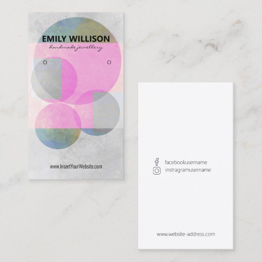 Your Own Custom Artistic Watercolo Earring Display 名刺 (正面/裏面)