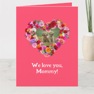 Your Own Dog Photo Mother's Dayバラハート カード