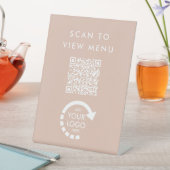 YOUR OWN LOGO Beige QRコードメニュー記号 台座サイン (インサイチュ)