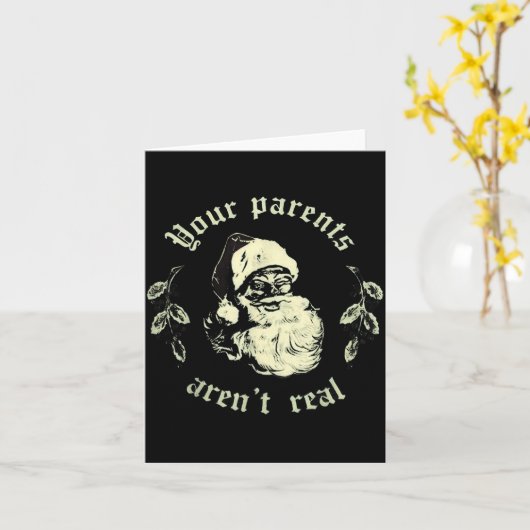 Your Parents Aren't Real Funny Santa Christmas  カード (黄色い花)