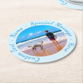 Your Pet Dod Photo紙コースターカスタム文字名 ラウンドペーパーコースター (アングル)