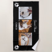 Your pet dog chihuahua custom photos collage name ビーチタオル (正面)
