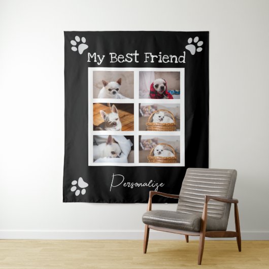 Your pet dog custom photo collage best friend name タペストリー (インサイチュ)