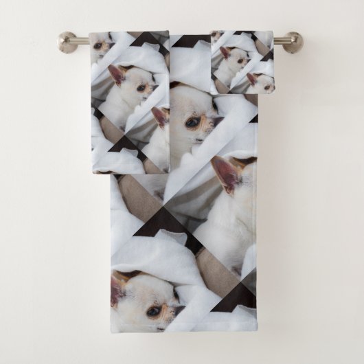Your pet dog puppy custom photo chihuahua pattern バスタオルセット (インサイチュ)
