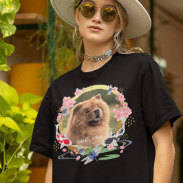 YOUR PET PHOTO – 黒シャツの桜とコイ Tシャツ