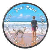 Your Pet Photo Hockey Puck Gift Custom Text Name アイスホッケーパック (正面)