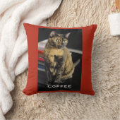Your Pet Photo, Name, Red Background,  クッション (ブランケット)