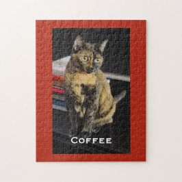 Your Pet Photo, Name, Red Background, Personalized ジグソーパズル