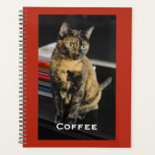 Your Pet Photo, Name, Red Background, Spiral プランナー手帳 (正面)