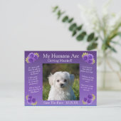 Your Pet Photo Save The Date Purple Mauve Flowers ポストカード (スタンド正面)