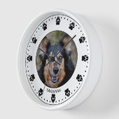 Your Pet's Photo With Paw Clock顔と名前 壁時計 (傾斜)