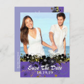 YOUR Photoで日付を保存する – 黄色と薄紫 案内ポストカード (正面/裏面)