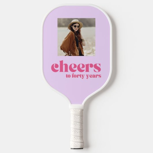 YOUR PHOTOレトロPurple & Pink, 40th birthday ピックルボールラケット (正面)