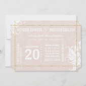 Your Photo金ゴールド赤面コーラルピンクフローラ結婚ズ 招待状