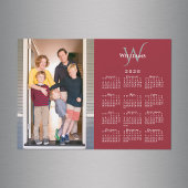 Your Photo 2026 Calendar Monogram Name Red Magnet