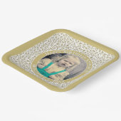 Your Photo 45 Random Number Pattern Gold/White  ペーパープレート (傾斜あり)