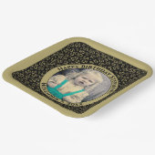 Your Photo 55 Random Number Pattern Black/Gold  ペーパープレート (傾斜あり)