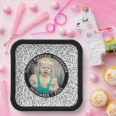 Your Photo 55 Random Number Pattern Black/White ペーパープレート (パーティー)