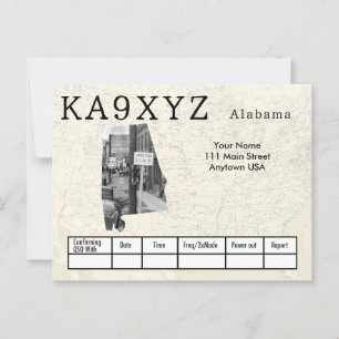 Your Photo Alabamaシェイプ切り出しカスタムQSL ポストカード