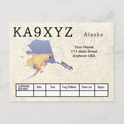 Your Photo Alaska Shapes切り出しカスタムQSL ポストカード (正面)