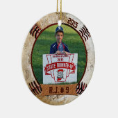 YOUR PHOTO and NAME on クール Baseballオーナメント セラミックオーナメント (右)