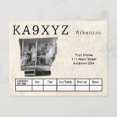 Your Photo Arkansasシェイプ切り出しカスタムQSL ポストカード (正面)