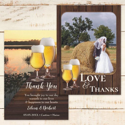 Your Photo Beer Themedの結婚サンキューカード セーブザデート