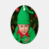 Your Photo Christmas with Name and Year メタルオーナメント (正面左)
