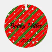 Your Photo Christmas with Name and Year メタルオーナメント (裏面)