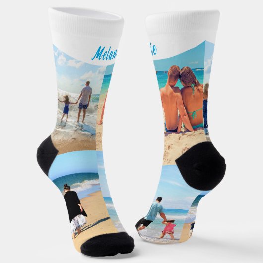 Your Photo Collage Socksとカスタム文字 ソックス (傾斜あり)
